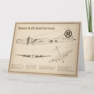 B-29 Superfästning - Flygplanets plan SD Tack Kort