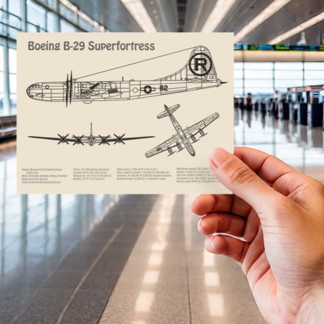 B-29 Superfästning - Flygplanets plan SD Vykort (Skapare uppladdad)