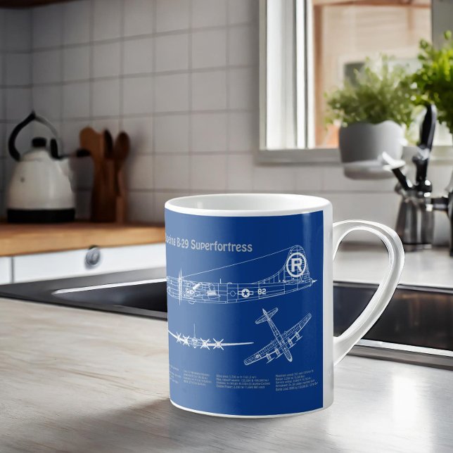 B-29 Superfortress - Flygplansritningar AD Kaffemugg (Skapare uppladdad)