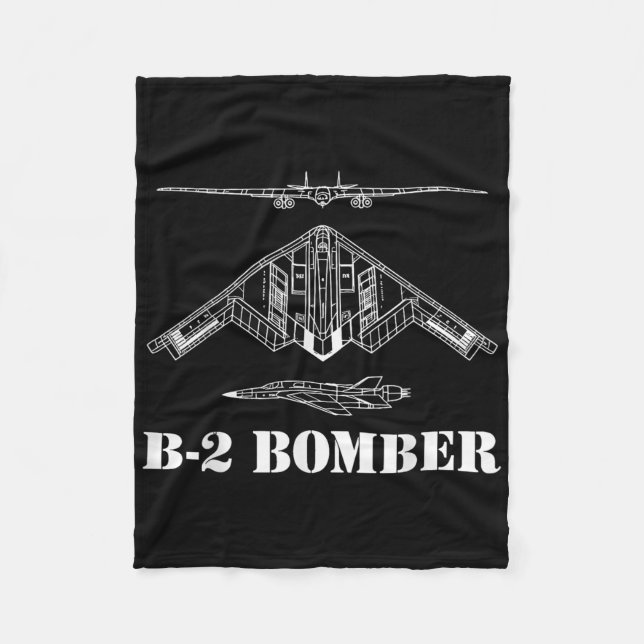 B-2 Bomber Aircraft Schematic Military Stealth Bom Fleecefilt (Framsidan)