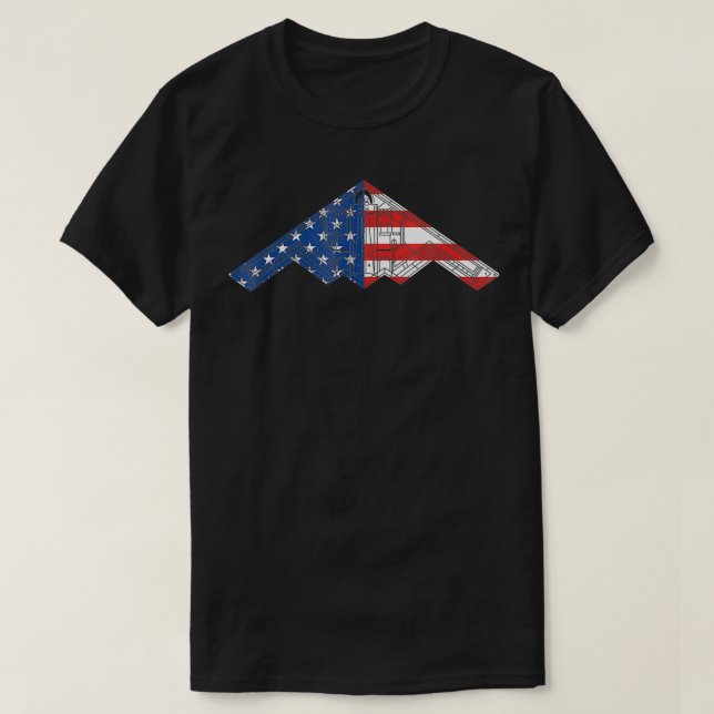 B-2 Bomber Stealth Aircraft Schematic American Fla T Shirt (Design framsida)