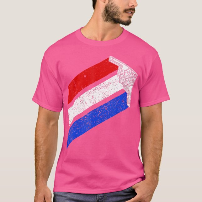 B-2 Bomber Usa Contrails Red White Blue Stealth B2 T Shirt (Framsida)