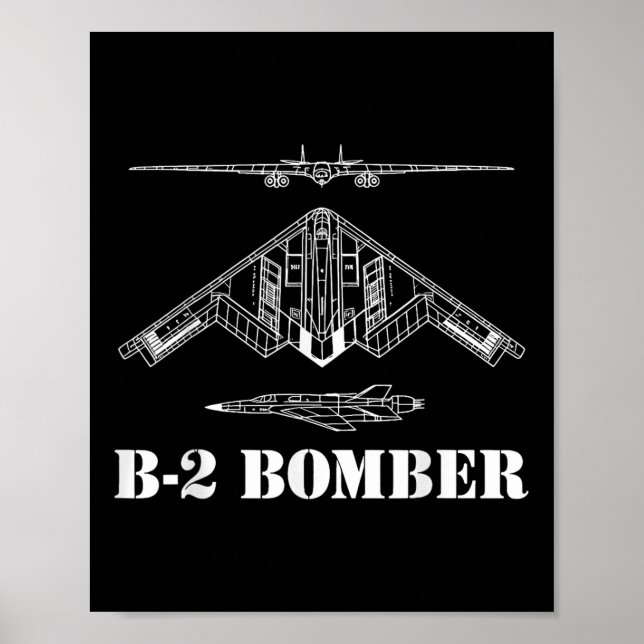 B-2 bombflygplan schematisk militär stealth bomb poster (Framsidan)