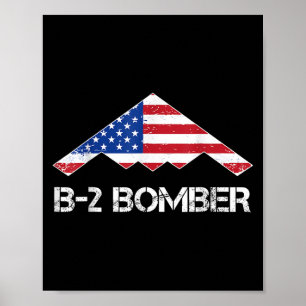 B-2 Spirit Stealth Bomber Flagga Usa Military Airc Poster