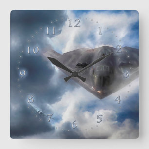 B-2 Spirit Stealth Bomber GHOST MAKER Fyrkantig Klocka