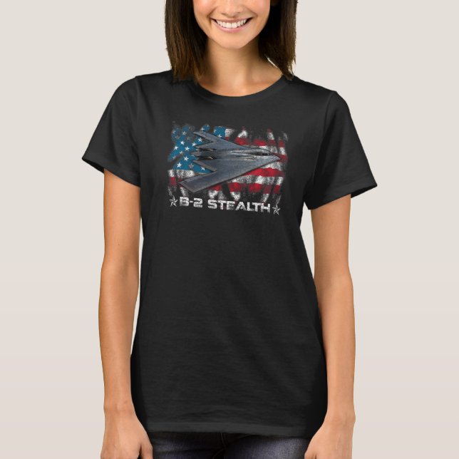 B 2 Stalth Spirit Bomber American Strategic Aircr T Shirt (Framsida)