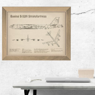 B-52 Stratfästning - Flygplanets plan SD Fototryck