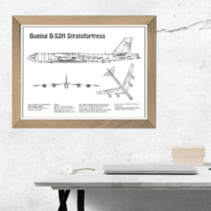 B-52 Stratfästning - Flygplanets planer för kartlä Fototryck