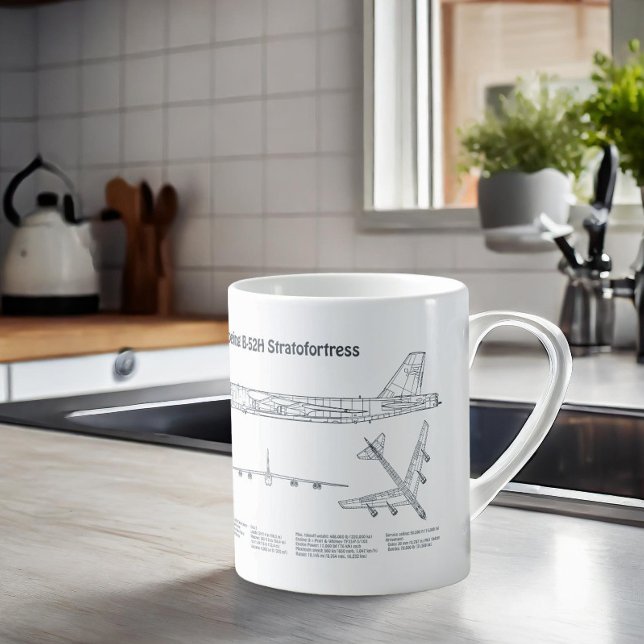 B-52 Stratfästning - Flygplanets planer för kartlä Kaffemugg (Skapare uppladdad)