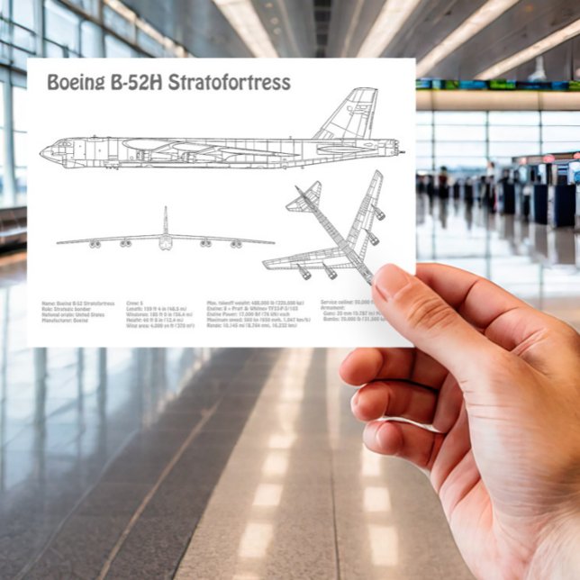 B-52 Stratfästning - Flygplanets planer för kartlä Vykort (Skapare uppladdad)
