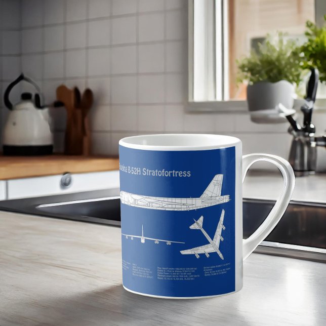 B-52 Stratofort - Flygplanets plan för blåkopia AB Kaffemugg (Skapare uppladdad)