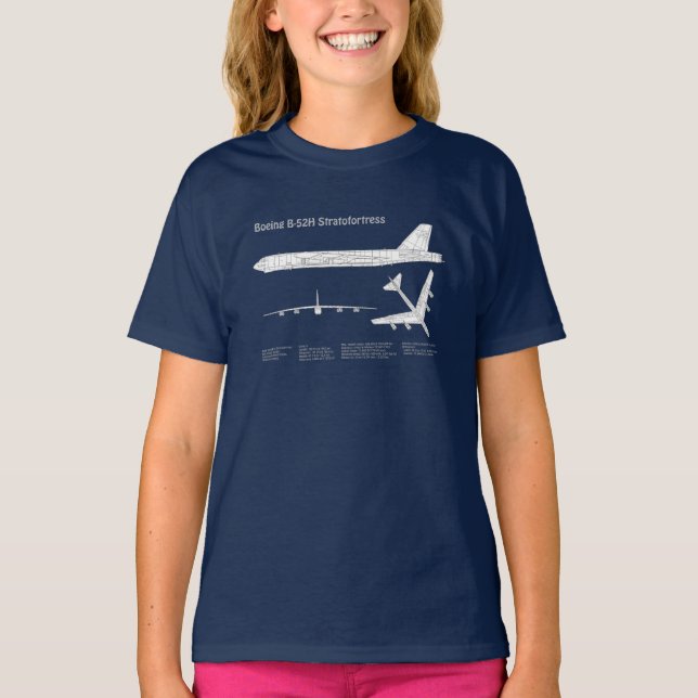 B-52 Stratofort - Flygplanets plan för blåkopia AB T Shirt (Framsida)