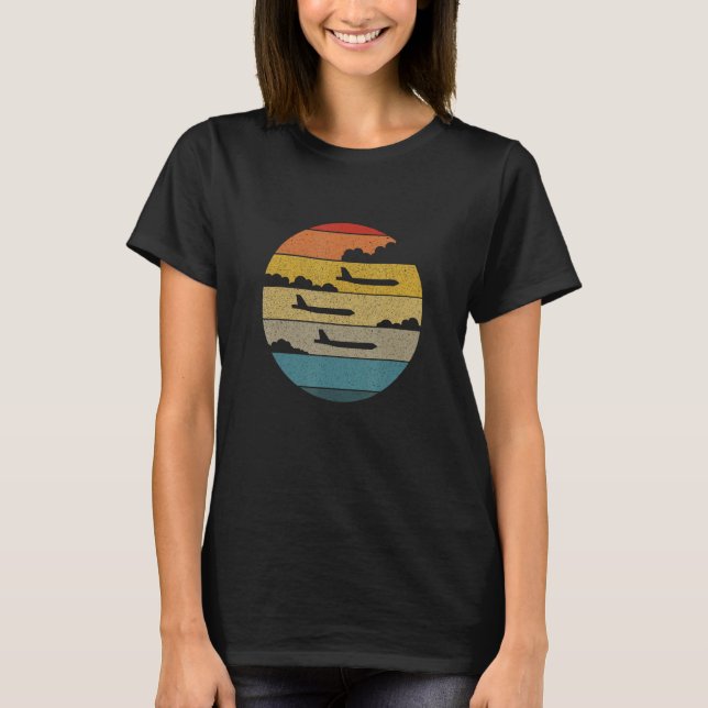 B-52 Stratofort Silhouette Retro Sunset Airpla T Shirt (Framsida)