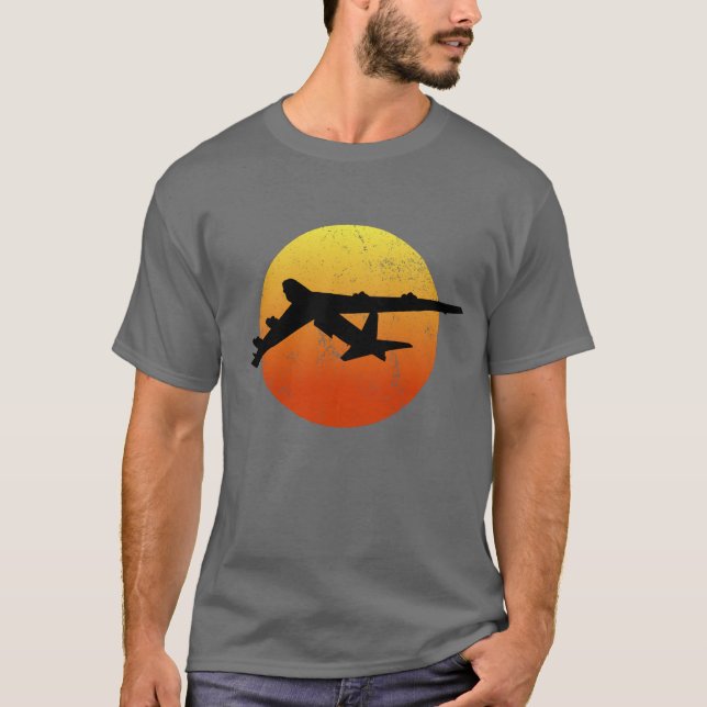 B-52 Stratofort Silhouette Sunset Bomber B52 T Shirt (Framsida)
