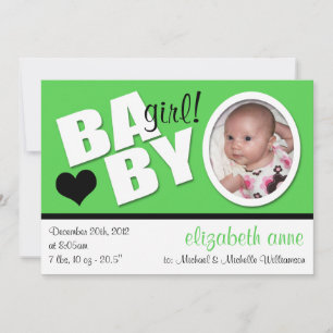 B A B Y-Trendigets Grönt Fotofödelsemeddelande Meddelande