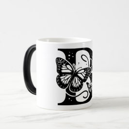 B Alphabet black butterfly Magisk Mugg
