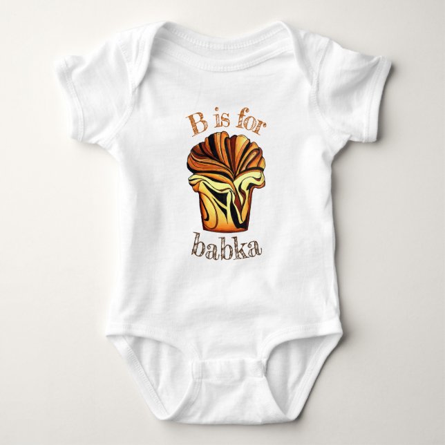 B är för Babka Sweet Chocolate Bread Jewish Bakery T Shirt (Framsida)