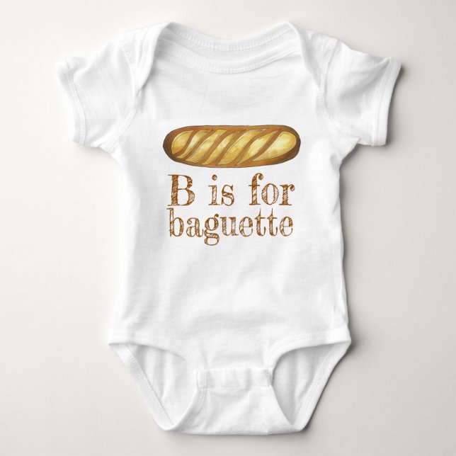 B är för BAGUETTE Fransk Bread Loaf Alphabet ABCs T Shirt (Framsida)