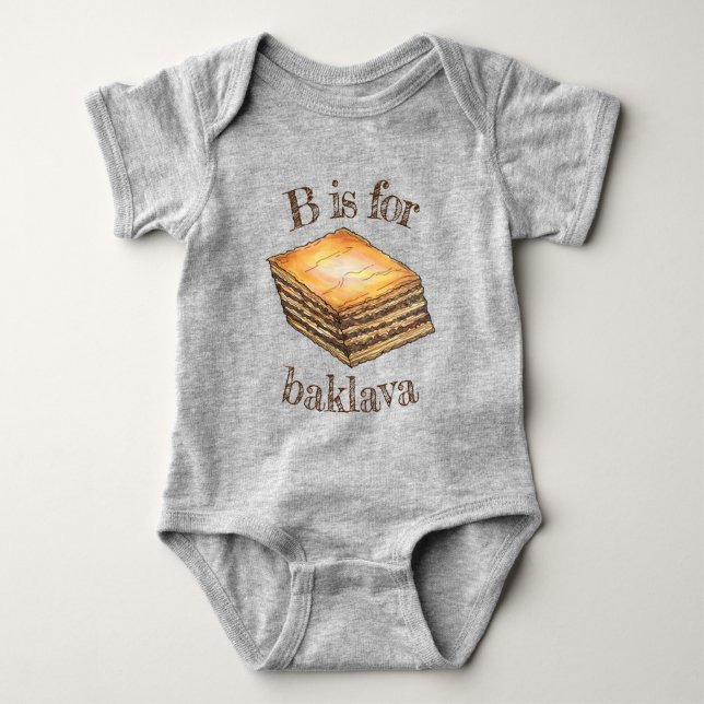 B är för Baklava Filo HonungsDessert Pastry Grekis T Shirt (Framsida)