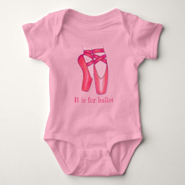 B är för Ballet Rosa Pointe Toe Shoes Dancer Tee Shirt (Framsida)