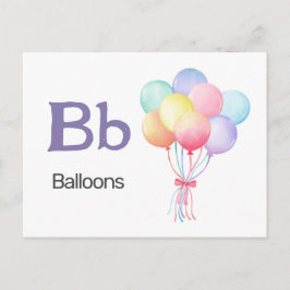 B är för ballonger - Alfabet Flash-kort Vykort