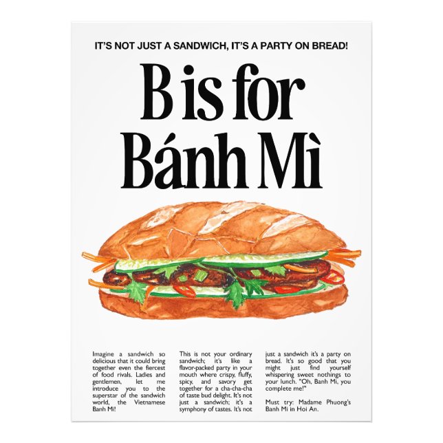 B är för Banh Mi Fototryck (Framsidan)