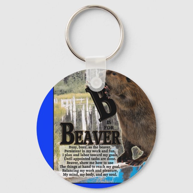 B ÄR FÖR BEAVER KEYCHAIN NYCKELRING (Framsida)