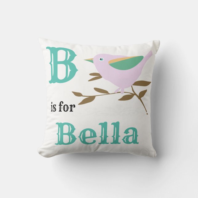 B är för Bella lilla flicka  Kastkudde Kudde (Framsida)