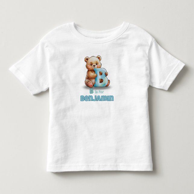 B är för Benjamin – Personlig barnt-shirt  T Shirt (Framsida)