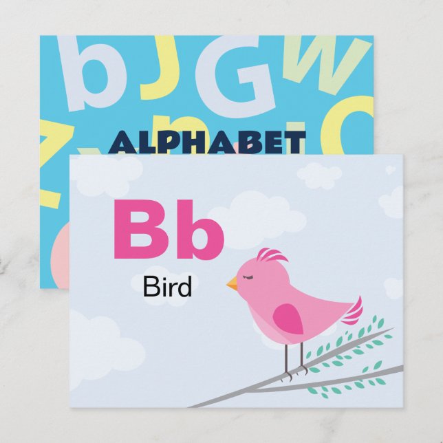 B är för Bird - Alphabet Flash Card Vykort (Fram/baksida)