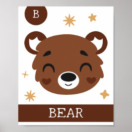 B är för Björn, Barnkammare, Sovrum, Barn Väggkons Poster