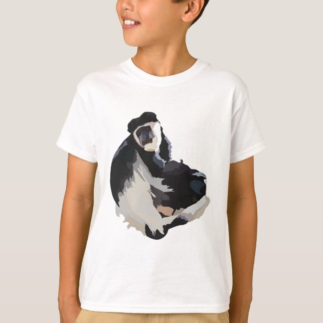 B är för Black and White Colobus T Shirt (Framsida)