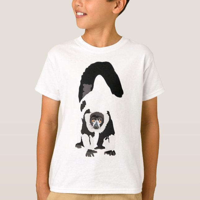 B är för Black and White Ruff Lemur T Shirt (Framsida)