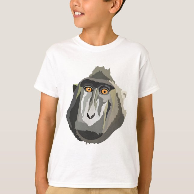 B är för Black Crested Macaque T Shirt (Framsida)