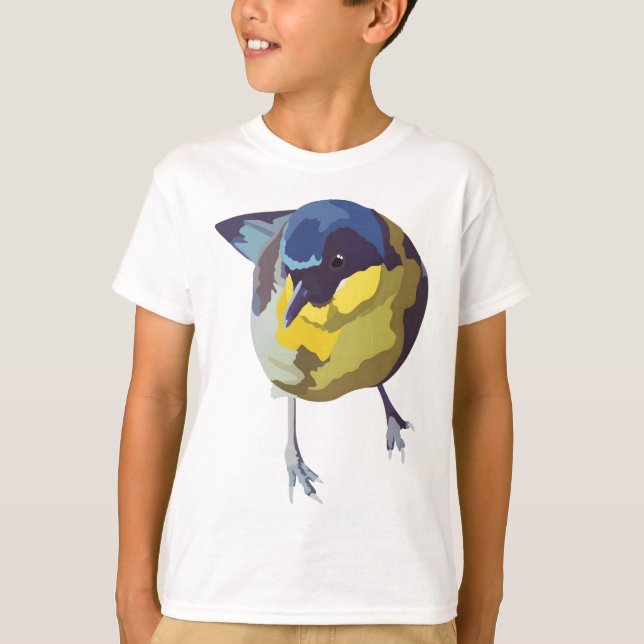 B är för Blue Crowed Laughing Thush T Shirt (Framsida)