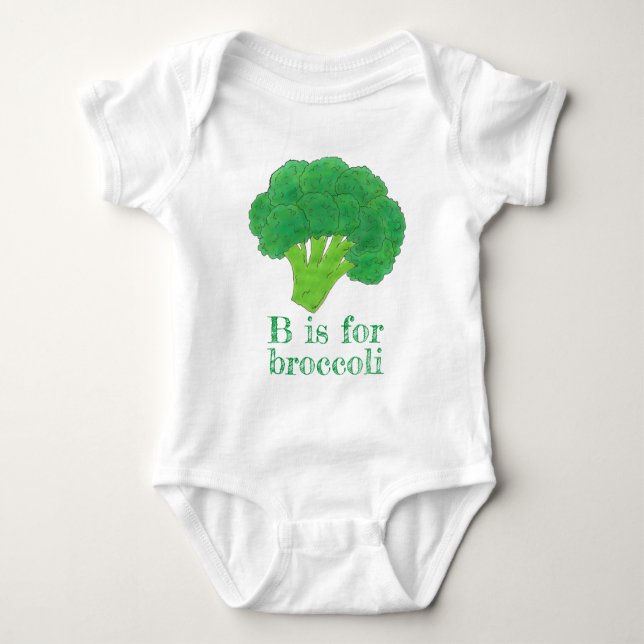 B är för Broccoli Grönt  Vegetable Vegetable T Shirt (Framsida)