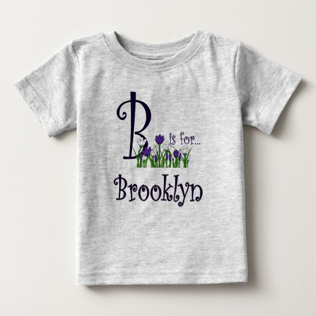 B är för Brooklyn Cute Vår blommor T-shirt (Framsida)