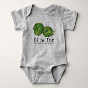 B är för BRYSELS SPROUTS Grönt Veggie Alphabet B T Shirt