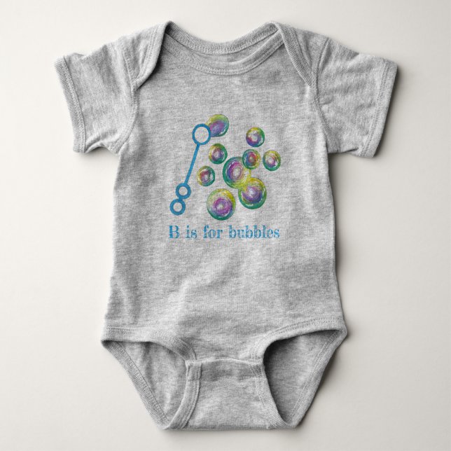 B är för Bubbles Rainbow Bubble Trollspö Alphabet  T Shirt (Framsida)