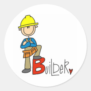 B är för Builder Runt Klistermärke