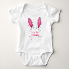 B är för Bunny Rosa White Rabbit Öron Påsk Cute Tee