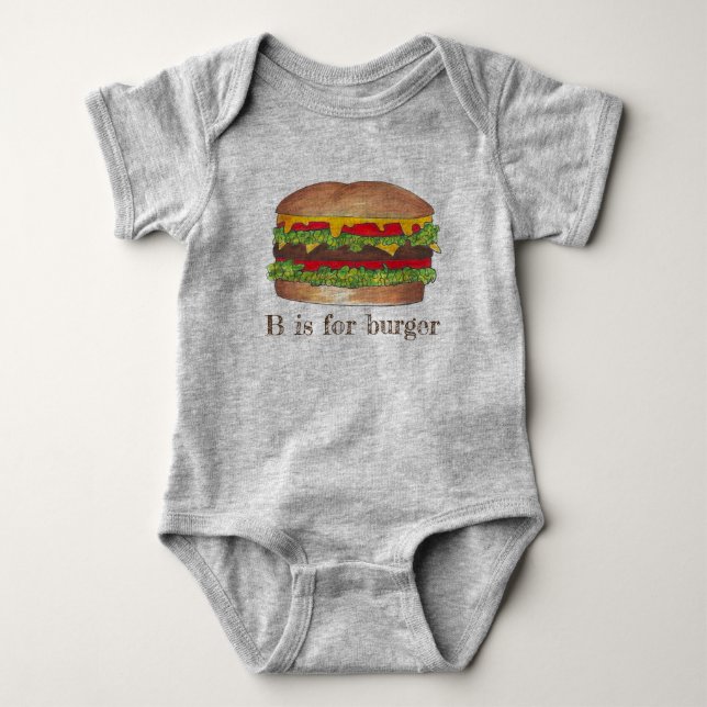 B är för Burger Brev B Hamburger Cheeseburger Tee (Framsida)