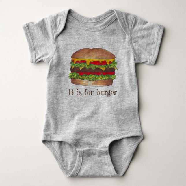 B är för Burger Brev B Hamburger Cheeseburger Tee Shirt (Framsida)