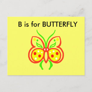 "B" är för Butterfly Alphabet Flashcard Vykort