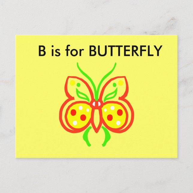 "B" är för Butterfly Alphabet Flashcard Vykort (Framsida)