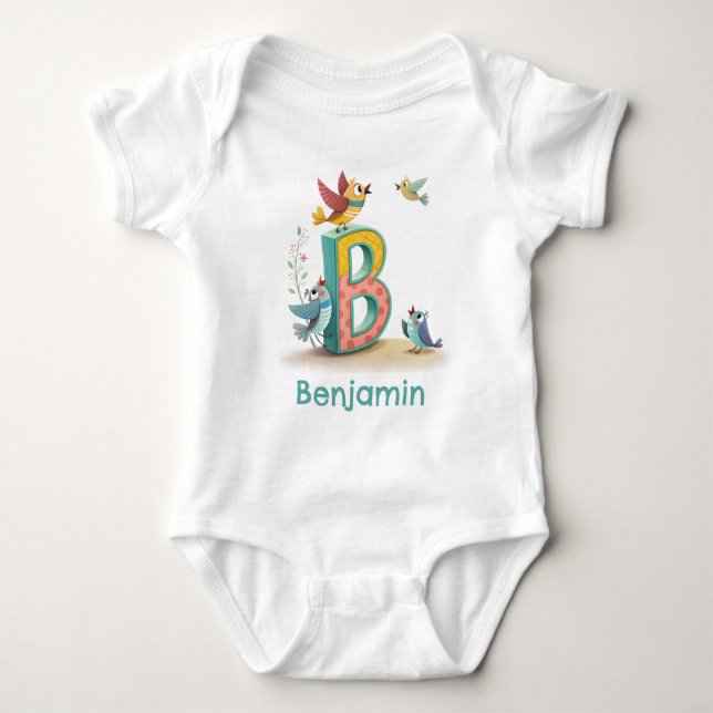 B är för Fåglar Personalisera T Shirt (Framsida)