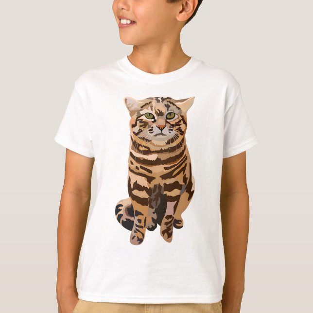 B är för svart fotat katt t shirt (Framsida)