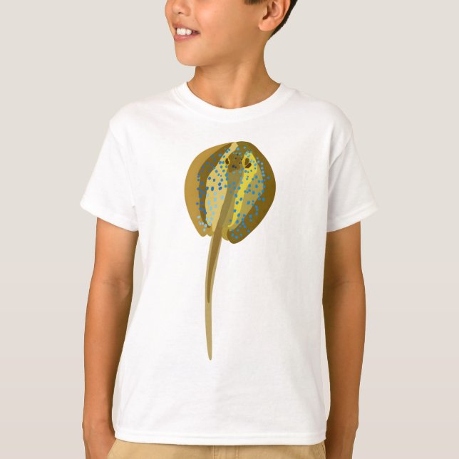 B är till Blue Spoted Ribbontail Ray T Shirt (Framsida)