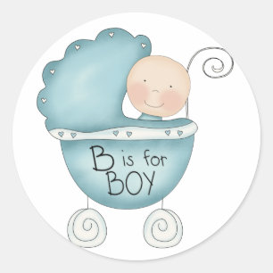 B är till Boy Blue Baby Buggy Runt Klistermärke