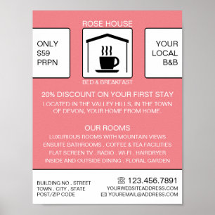 B&B-Logotyp, Bed & Breakfast-anpassning Poster
